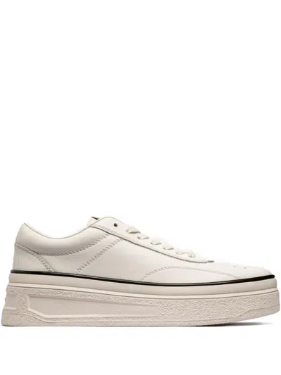 Jil Sander Platform Lace-up Sneakers In Neutral