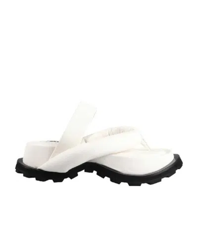 Jil Sander Platform Leather Sandals In White