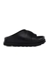 Jil Sander Platform Leather Slides In Black