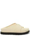 Jil Sander Platform Leather Slides In Neutrals