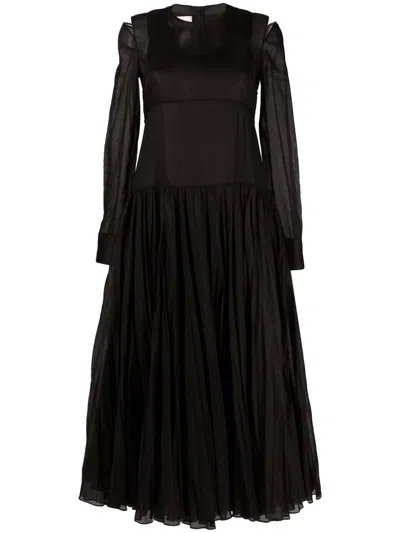 Jil Sander Pleat-detail Midi Dress In Black