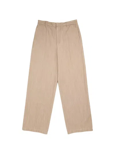 Jil Sander Pleat-detail Straight-leg Trousers In Brown