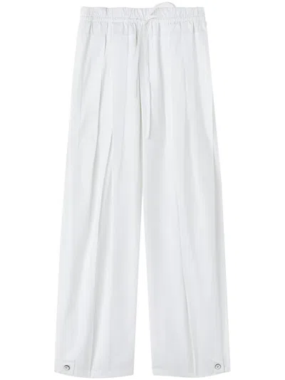 Jil Sander Pleat-detail Wide-leg Trousers In White