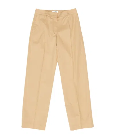 Jil Sander Pleat Detailed Straight Leg Pants In Neutral