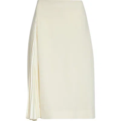 Jil Sander Pleat Godet Wool Sablé Skirt In Neutral