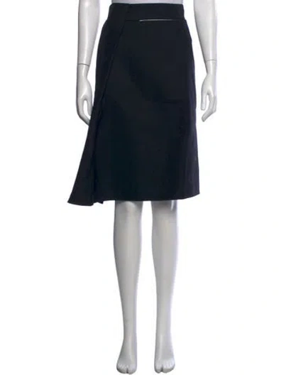 Pre-owned Jil Sander Pleated Accents Midi Length Skirt In Black