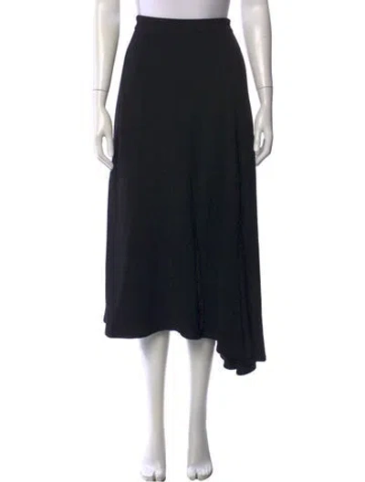 Pre-owned Jil Sander Pleated Accents Midi Length Skirt In Black