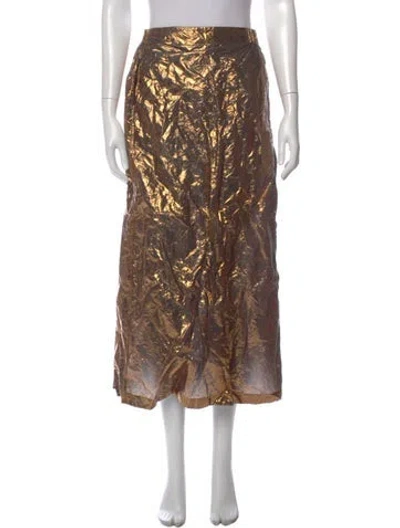 Pre-owned Jil Sander Pleated Accents Midi Length Skirt In Brown