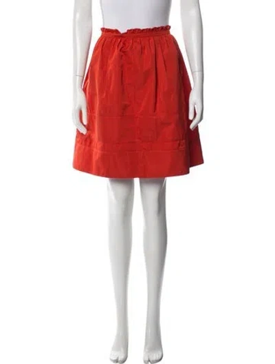 Pre-owned Jil Sander Pleated Accents Mini Skirt In Burgundy