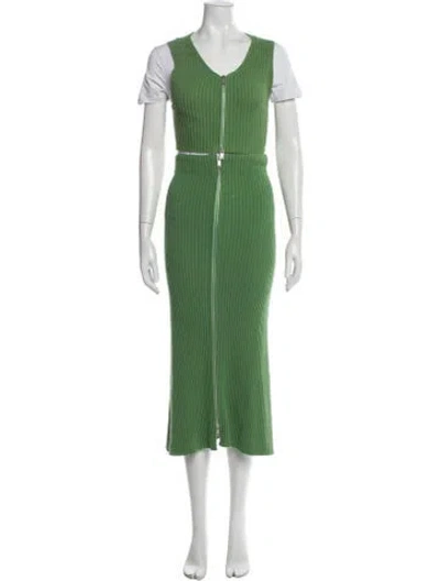 Pre-owned Jil Sander Pleated Accents Skirt Suit In Green