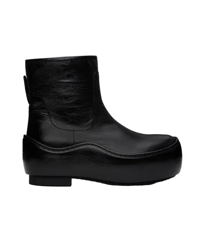 Jil Sander Pleated Ankle Boots In Black