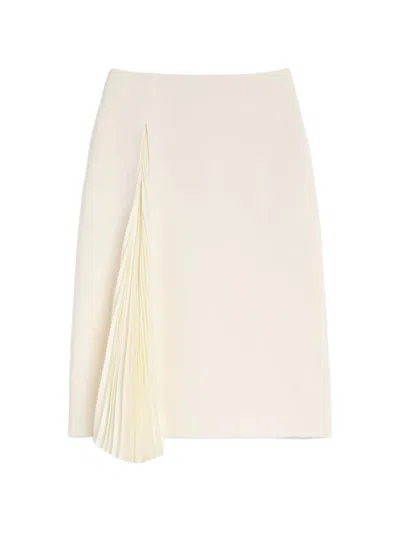 Jil Sander Pleated Asymmetric Midi Skirt In Neutral