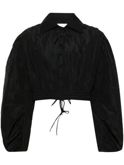 Jil Sander Pleated Blouse In Schwarz