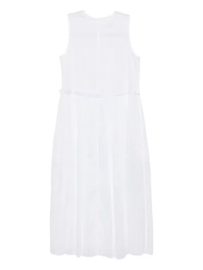 Jil Sander Pleated Cotton Dress In White