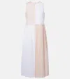 Jil Sander Pleated Cotton Organza Muslin Midi Dress In Animal Print