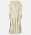 Jil Sander Pleated Cotton Poplin Midi Dress In Green