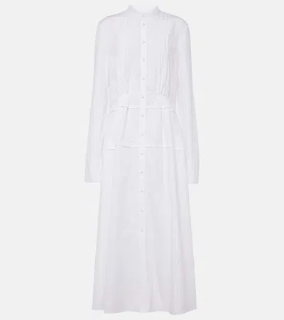 Jil Sander Pleated Cotton Shirt Dress In White