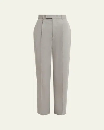 Jil Sander Pleated Cotton Straight-leg Pants In Gray