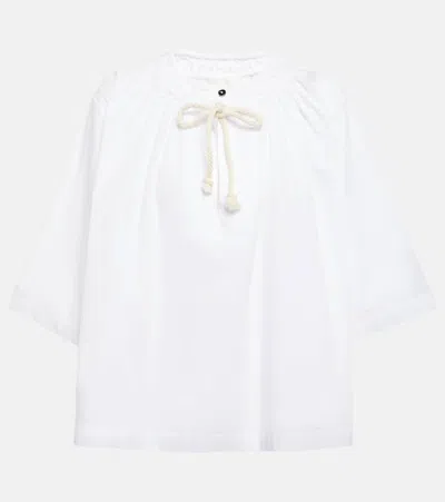 Jil Sander Pleated Cotton Top In White