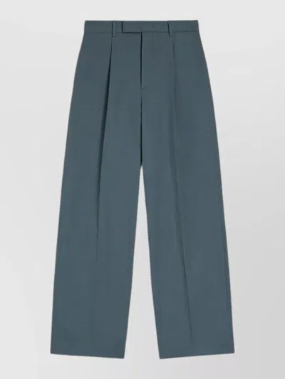 Jil Sander Pleated Cotton Trousers Drop Crotch Design In Blue