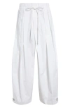 Jil Sander Pleated Cotton Wide Leg Pants In 100 Optic White