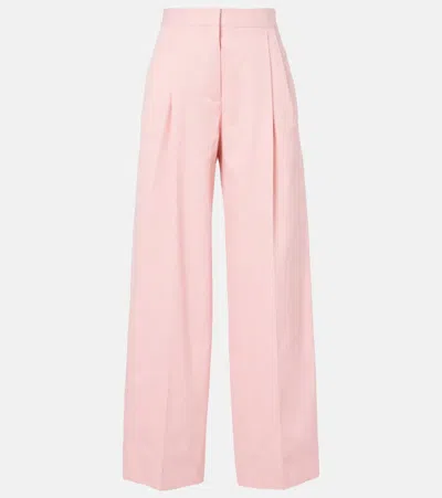 Jil Sander Pleated Cotton Wide-leg Pants In Pink