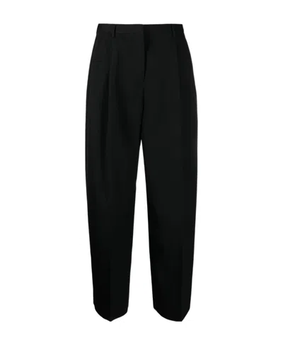 Jil Sander Pleated Cotton-wool Tailored Trousers In Black