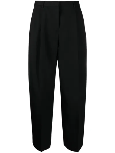 Jil Sander Pleated Cotton-wool Tailored Trousers In Black
