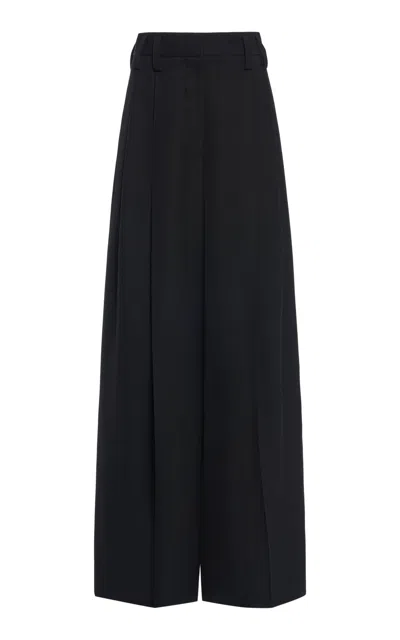 Jil Sander Pleated Crepe Suiting Wide-leg Pants In Black
