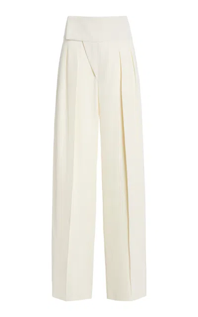 Jil Sander Pleated Crepe Suiting Wide-leg Pants In Off-white