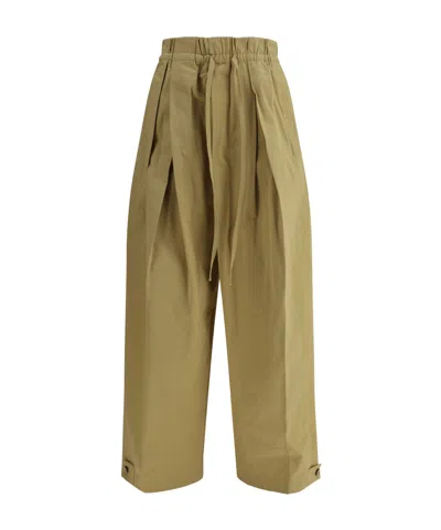 Jil Sander Pleated Detail Drawstring Trousers In Brown