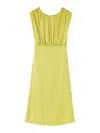 Jil Sander Gathered Sleeveless Midi Dress In Acid Green