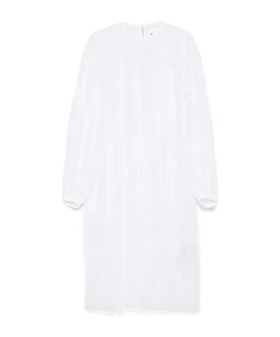 Jil Sander Pleated Dress In White