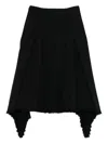 Jil Sander Pleated Frayed Skirt In Black