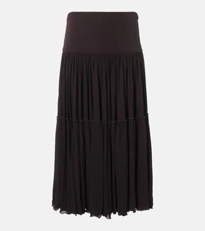 Jil Sander Midirock Aus Georgette In Braun