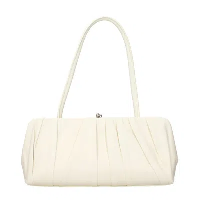 Jil Sander Pleated Leather Shoulder Bag  White