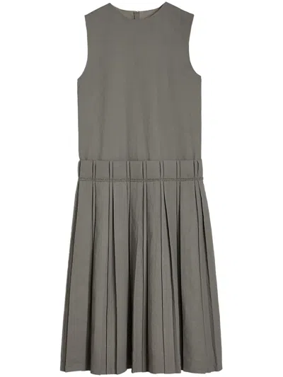 Jil Sander Pleated Midi Dress In Gray
