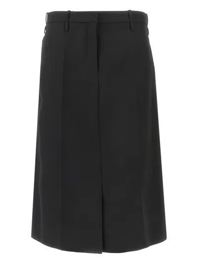Jil Sander Pleated Midi Skirt In Black