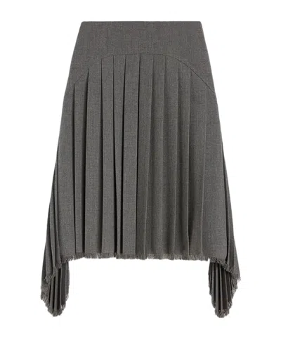 Jil Sander Pleated Midi Skirt In Gray