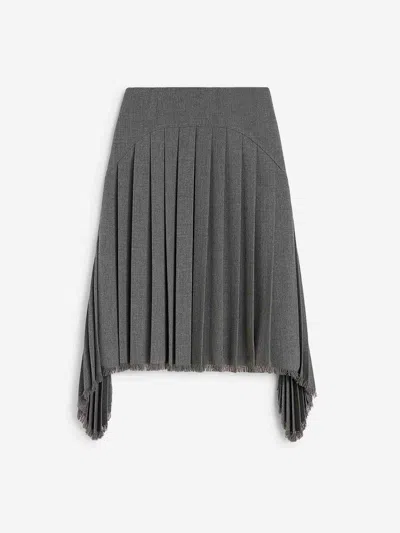Jil Sander Pleated Midi Skirt In Gray
