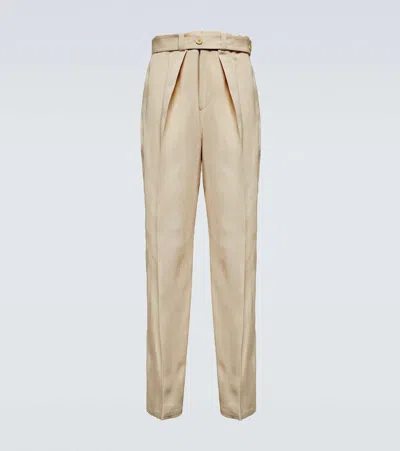 Jil Sander Pleated Pants In Canvas Beige