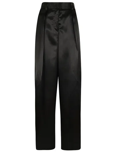 Jil Sander High Waist Pleated Front Wide Leg Trousers In Black