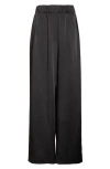 Jil Sander Pleated Satin Wide Leg Pants In Black