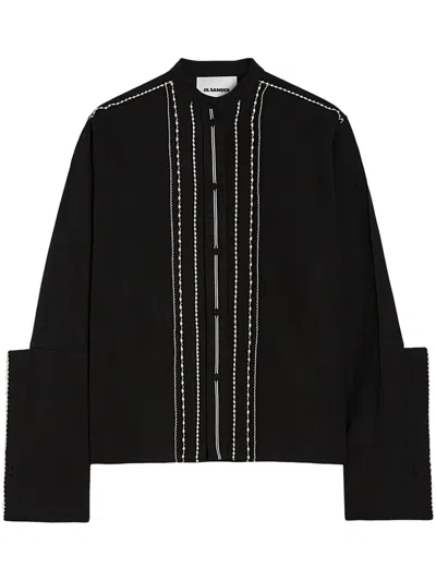 Jil Sander Pleated Shirt In Black