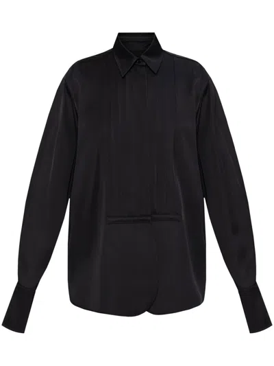 Jil Sander Pleated Shirt In Black
