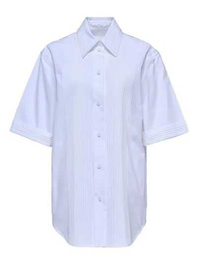 Jil Sander Pleated Short-sleeve Shirt In Blue