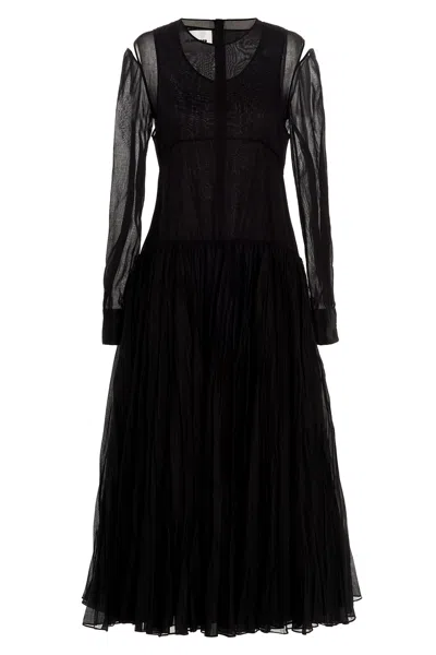 Jil Sander Pleated Skirt Dress In Black