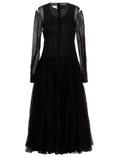 Jil Sander Pleated Skirt Dress In Black