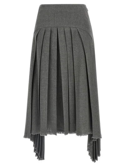 Jil Sander Pleated Skirt In Gray