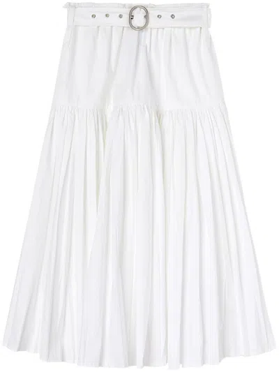Jil Sander Cotton Pleated Skirt In White